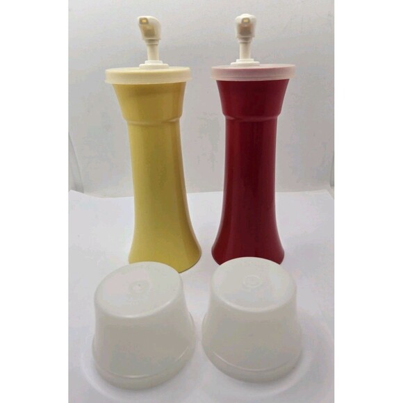 Tupperware Ketchup Mustard Hourglass Pump Dispenser Container #871-10 Vtg - Picture 5 of 15